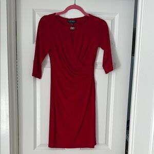 Lauren Ralph Lauren Red Ruched Wrap Dress